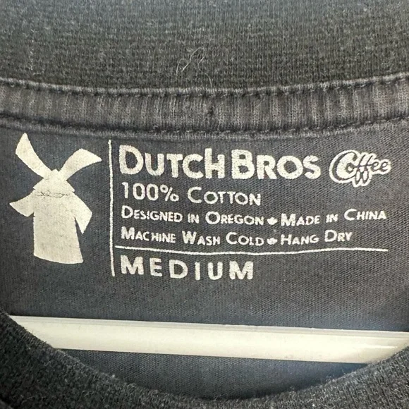 Dutch Bros MEDIUM Black Tee Windmill Red Blue Yellow DB 1992 RARE - Picture 4 of 4